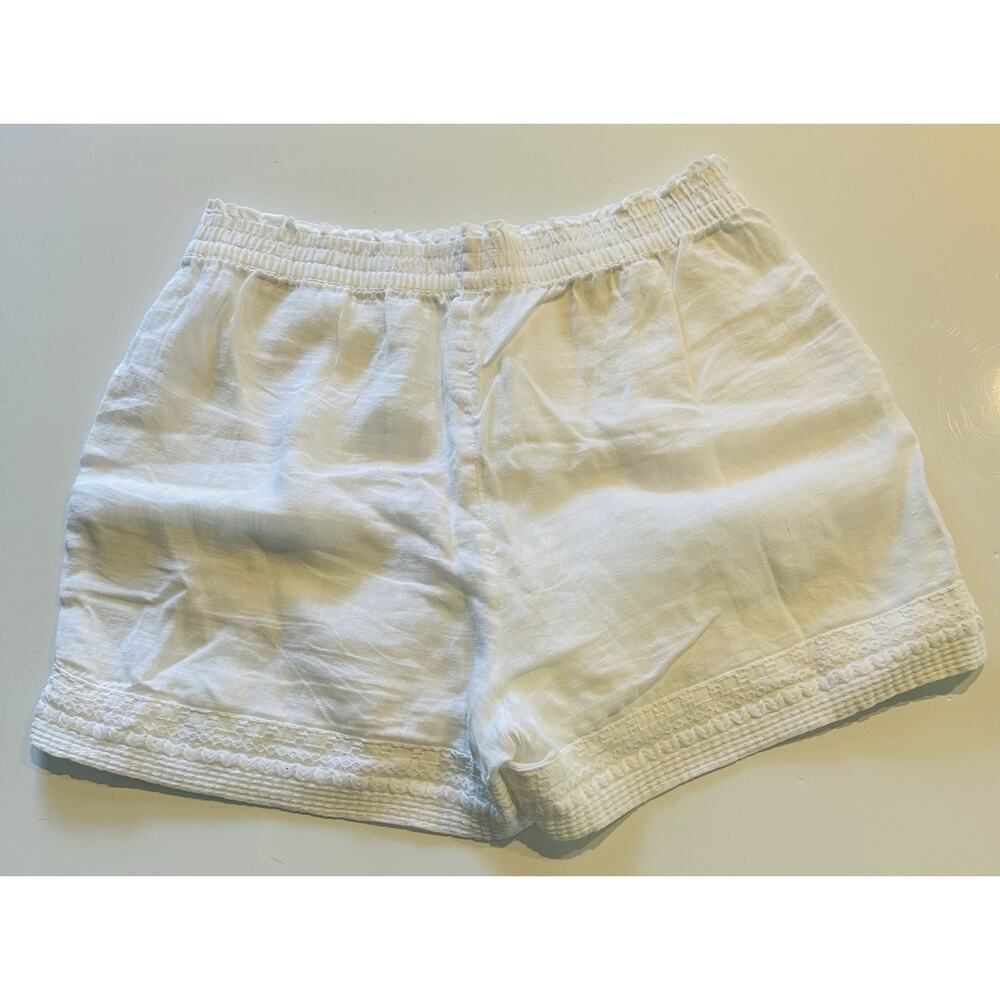Sigrid Olsen Women L 100% linen pullon shorts elastic waist coastal resort beach - Picture 2 of 5